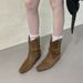 2026 Women's Spring/Autumn Retro Height-Increasing Khaki Ankle Paired With Skirts, Slouch Boots, Pointed Toe Chelsea_vogvips.com
