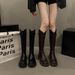 Korean Style Over-the-Knee Long Autumn Winter Fleece Lined Elastic V-Cut Back Zipper Thick Sole Mid-High Women's Riding_vogvips.com