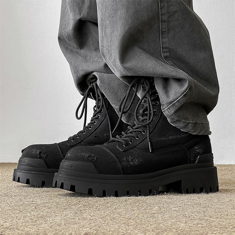 Men's Shoes Retro Distressed Style Martin Boots For Men High Top Thick Sole Versatile Big Head Mid Tube Outdoor Work Boots Motorcycle Boots_vogvips.com