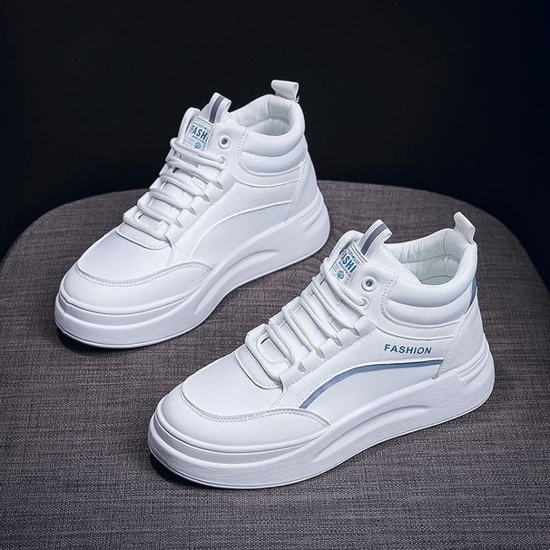 Autumn Korean-Style Thick-Soled High-Top White Sneakers For Women, Trendy Student Running Casual Sneakers For Women Sh88_vogvips.com