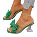 European And American Large-size Transparent High-heeled Women, 2026 Summer New Style, Bow-tie Square-toed Crystal_vogvips.com