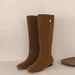 Cowhide Version ~ Suede Long Straight Genuine Leather Flat High Over-the-Knee Niche Slip-On Riding Boots_vogvips.com
