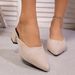 Plus Size Pointed Toe Mid Heel Slippers Spring Fashion Chunky Heel Closed Toe Women's Shoes_vogvips.com