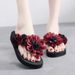 Summer Non-Slip Fashion Outdoor 3cm Floral Flip-Flops Wedge Women's Beach Vacation Slippers_vogvips.com
