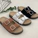 Women's Shoes Ethnic Style Double Buckle Diamond Buckle Cork Slippers Thick Soled Sandals And Slippers_vogvips.com