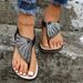 Summer New Glass Diamond Woven Beach For Women's Large Herringbone Sandals_vogvips.com
