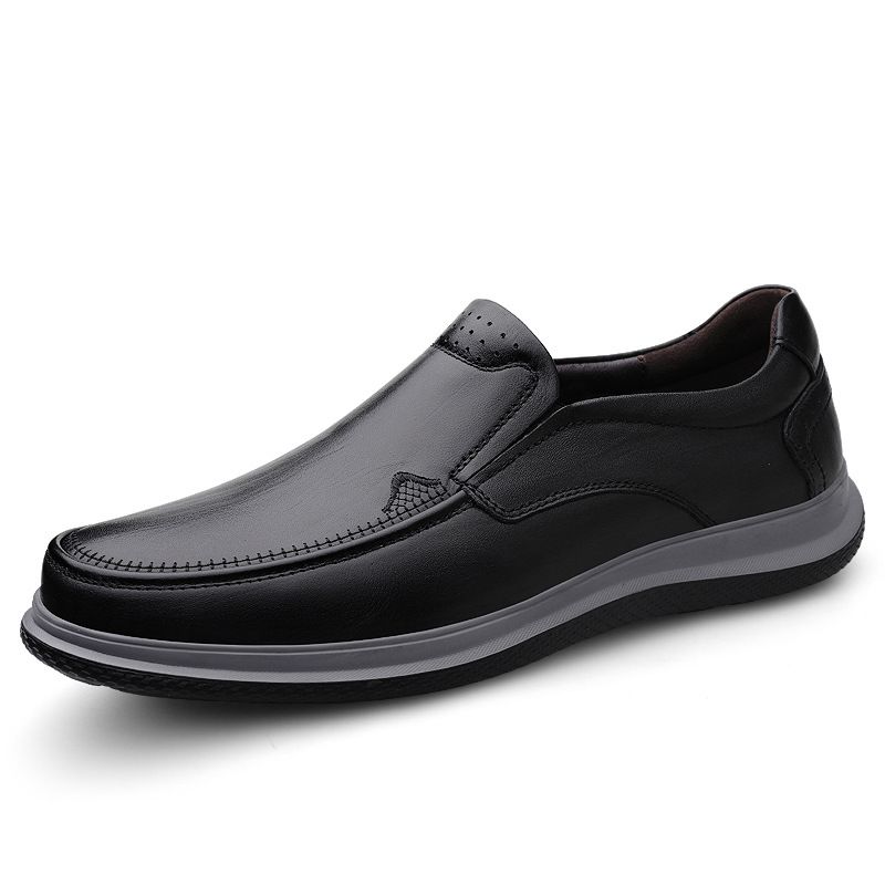 Men's Shoes Loafer Leather Shoes Low-top Foot-fitting Leather Flat-soled Large-size Casual Shoes_vogvips.com