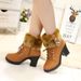 Women's Snow Size 35-42 2024 Autumn Winter Thick Short Boots Side Zipper Fashion Ultra High Heel_vogvips.com