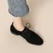 Retro Women's Loafers Lace-Up British Style Low Heel Leather Shoes Round Toe Deep Mouth Autumn New Style In Stock_vogvips.com