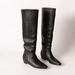 Cowhide Version~-Inner Height Increase Black Genuine Leather Long For Women, Over-the-Knee Style, Small Square Toe, Flat_vogvips.com