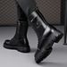 European Warm Series High Tube Martin Lightweight Thick Sole Side Zipper Creative Trendy Casual Versatile Leather Hidden Heel Men's Boots_vogvips.com
