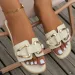 Women Metal Decor Single Band Flat Sandals Fashion Sexy Open Toe Outdoors Slides Luxurious Office Ladies Party Female_vogvips.com