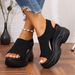 Thick Sole Sandals Women's Summer New Fish Mouth Plaideasiest For Match Flyknit Sports Casual Sandals_vogvips.com