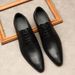 Italian Business Formal Embossed Leather Men's Pointed Handmade British Style Lace-up Derby Shoes_vogvips.com