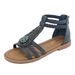 K9001-4 New 2025 Summer Women's Bohemian Beaded Zipper Rhinestone Roman Flat Sandals_vogvips.com