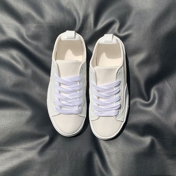 Classic Versatile White Light Luxury Trendy Fashion Casual Sho, High-value Large-size Sneakers, Stylish New Canvas_vogvips.com