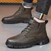 Men's Shoes Genuine Leather 2025 New Work Boots Retro American British Style Men's High Top Trendy Leather Boots_vogvips.com