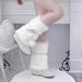 Niche Design Furry For Women 2023 Autumn Winter New Round Toe Cute Lace-up Fluffy Mid-calf Snow Boots_vogvips.com