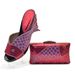 Row drill carp pattern all-in-one round head casual high heels fashion wear sandals with handbag suit_vogvips.com
