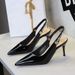 1859-AK201 European And American Style Patent Leather Shallow Pointed Toe Fashion Rhinestone Back Strap High Heel_vogvips.com