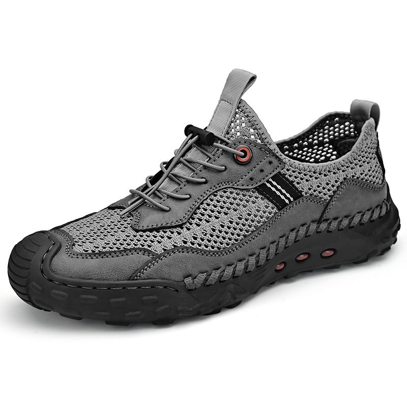 Men 2024 Summer Breathable Mesh Hollow Slip-On Casual Sports Non-Slip Large Size Stitched Sole Men's Shoes_vogvips.com