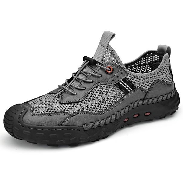 Men 2024 Summer Breathable Mesh Hollow Slip-On Casual Sports Non-Slip Large Size Stitched Sole Men's Shoes_vogvips.com