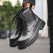 Lace-up Retro Tooling Boots Thick-soled Heightening Short Boots Martin Boots Men_vogvips.com