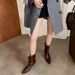 Women's Pointed-Toe Riding Boots - Slimming Synthetic Leather Knee-High Boots With Cuban Heel | Vintage Minimalist Style For Fall/Winter_vogvips.com