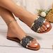 New One-line Sequin Flip-flops For Women Wearing Square-toed, Flat-bottomed Beach Flip-flopsGolden Shoes_vogvips.com