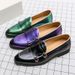 Suitable For All Seasons Hairstylist Men's Leather Youth Personality Laser Nightclub Casual Loafers 47 Fashion Show Shoes Size 48_vogvips.com