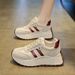 BN028 New 2024 Autumn Thick Soled Sports Women's Shoes Height Increasing Sneakers Splicing Student Trend Leather Casual Shoes_vogvips.com