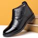 Men's Winter Thermal Boots With Velcro Closure – PU Leather High-Top Snow Shoes, Warm Fleece Lined Casual Boots For Cold Weather_vogvips.com