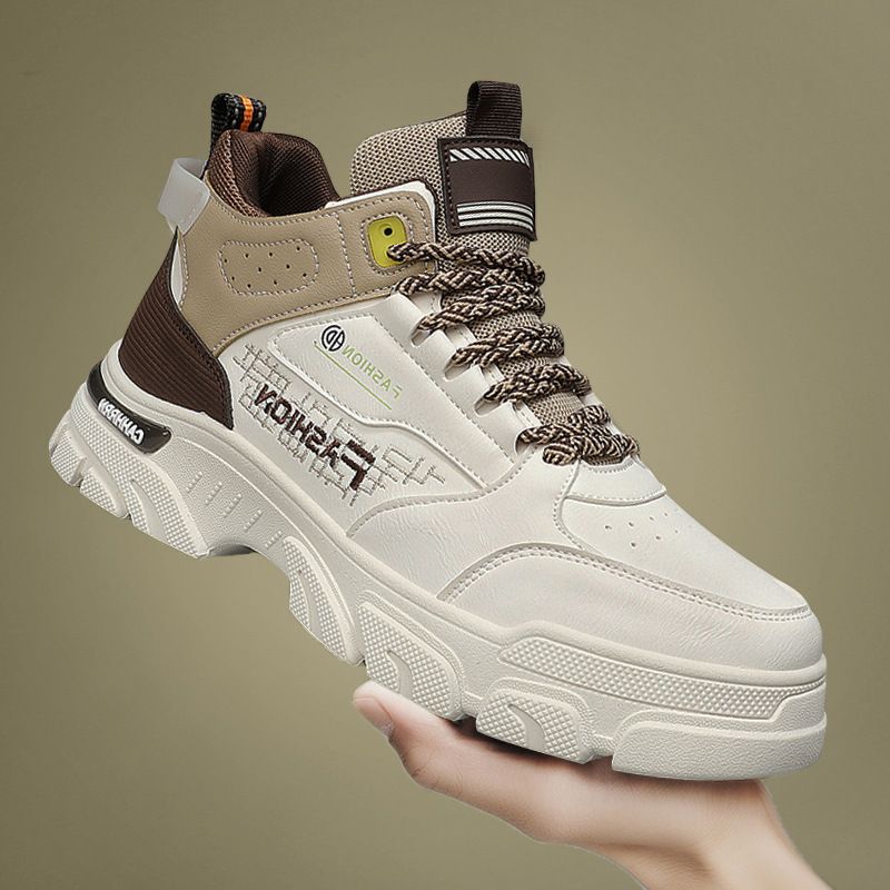 European Warm Series Winter New Leather Patchwork Sports High-top Lace-up Round-toe Martin Boots Casual Men's Shoes_vogvips.com