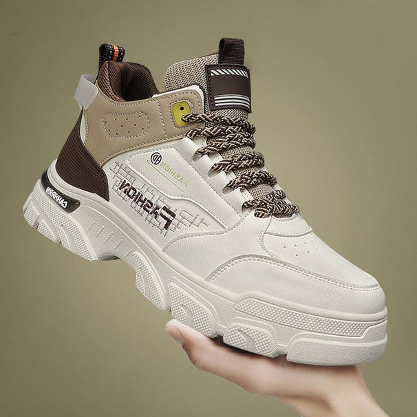 European Warm Series Winter New Leather Patchwork Sports High-top Lace-up Round-toe Martin Boots Casual Men's Shoes_vogvips.com