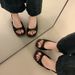 French Style Gentle Fairy One-Strap Sandals For Women Summer Outdoor New Bowknot Chunky High Heel Slippers_vogvips.com