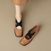 Cross Strap Mary Jane Shoes Women's Retro Shallow Mouth Single Shoes Women's Thick Heel French Ballet Shoes_vogvips.com