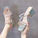 Slippers To Wear Outside In Summer, 2024 New Internet Celebrity Rhinestone Shoes, Fashionable Thick High Medium Heels,_vogvips.com