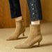 Women's High-heeled Ankle Boots With Thin Heels, 2025 New Model, Pointed Toe Chelsea Boots, French Suede Coffee-colored Women's Mi_vogvips.com