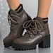 2025 Autumn Winter New Round Toe Lace-up Low British Style Chunky Heel Fashion Martin Mid-heel Women's Boots_vogvips.com