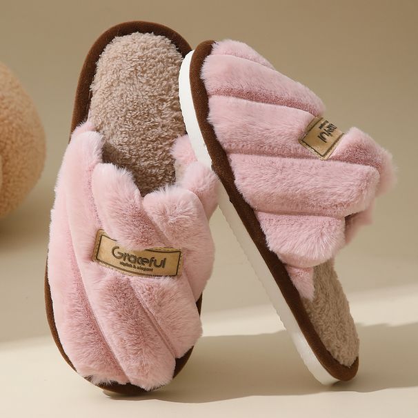 MTX Furry For Women, Autumn And Outdoor Non-Slip Indoor Thick Sole Home Fluffy Slippers, Winter Warm Cotton Slippers_vogvips.com