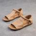 Retro Soft Leather Design For Women 2025 Summer Lightweight Flat Open-Toe Anti-Slip Roman Sandals_vogvips.com