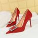 3265-K10 Korean Fahion Banquet Heel Shallow Mouth Pointed Water Diamond Buckle Show Slim High Heel Single Women'_vogvips.com