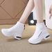 Women's Chunky Sole Platform Sneakers - Breathable High-Top Lace-Up Shoes With Back Zipper For Casual & Sporty Style_vogvips.com