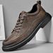 Euro Step Men's 2025 Autumn New Genuine Leather Business Formal Slip-On Soft Sole Non-Slip Versatile Brogue Shoes_vogvips.com