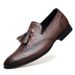 Euro Step Autumn Brogue Pointed Toe Small Carved Tassel Boat Men's Formal Business Leather Shoes_vogvips.com