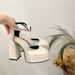 Small 12cm Chunky Heel Platform Mary Jane Wedding Shoes_vogvips.com