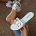 Women's Classic Versatile Solid Color Round Toe Flat Sandals Fashionable Slippers Metallic Decoration Round Toe Flat Sandals_vogvips.com