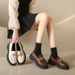 Cross Border Plus Size British Style Women S Leather Shoes New Platform Thick Sole Slip On Simple Fashion Loafers_vogvips.com