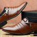 Men's Fashionable Low-Cut Business Casual Shoes – Pointed Toe PU Leather Oxfords With Soft Rubber Sole For Office & Daily Wear Large Size Trendy_vogvips.com