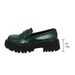 New Patent Leather Loafers Round Toe Mid Heel Retro European And American Large Size Fashion Casual Shoes_vogvips.com